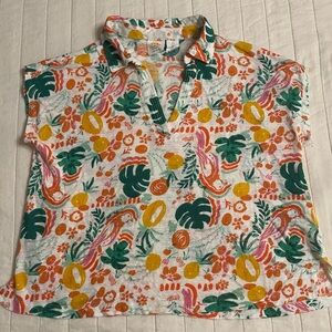C&C California Linen Multicolor Floral Blouse